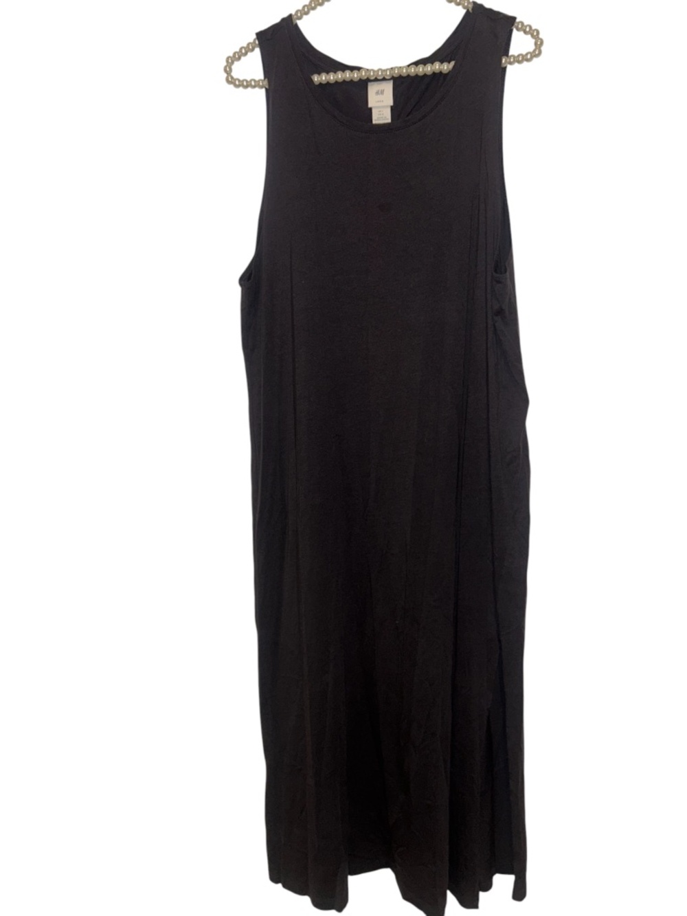 H&M LOGG Dark Gray Sleeveless Maxi Dress Size L Soft Jersey Casual Minimalist